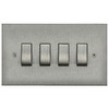 Horizon Square Rocker Switch 4 gang 20 amp 2 way Satin Stainless Steel