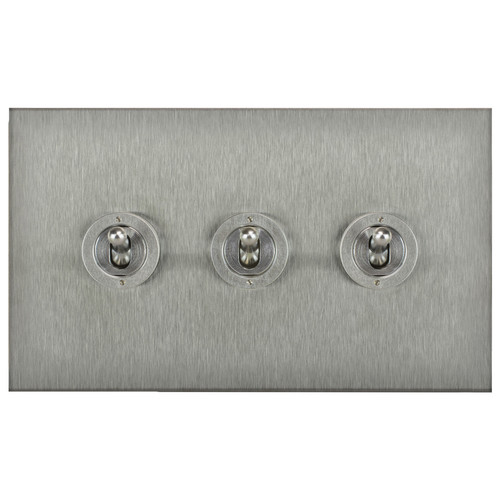 Horizon Square Dolly Switch 3 gang 20 amp 2 way Satin Stainless Steel