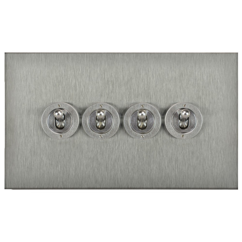 Horizon Square Dolly Switch 4 gang 20 amp 2 way Satin Stainless Steel