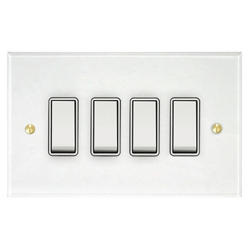 Prism Rocker Switch 4 gang rocker switch 20 amp 2 way Clear Perspex