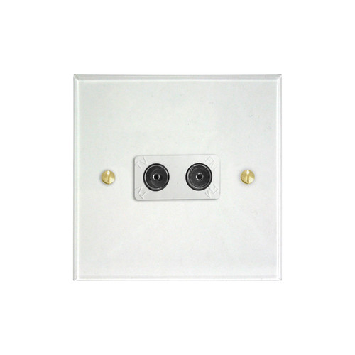 Prism TV Socket 2 gang television co-axial Clear Perspex