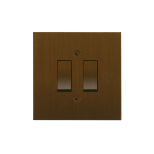 Horizon Square Rocker Switch 2 gang 20 amp Antique Bronze