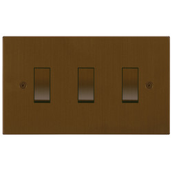 Horizon Square Rocker Switch 3 gang 20 amp Antique Bronze