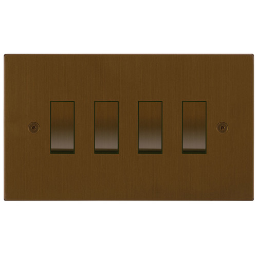 Horizon Square Rocker Switch 4 gang 20 amp Antique Bronze