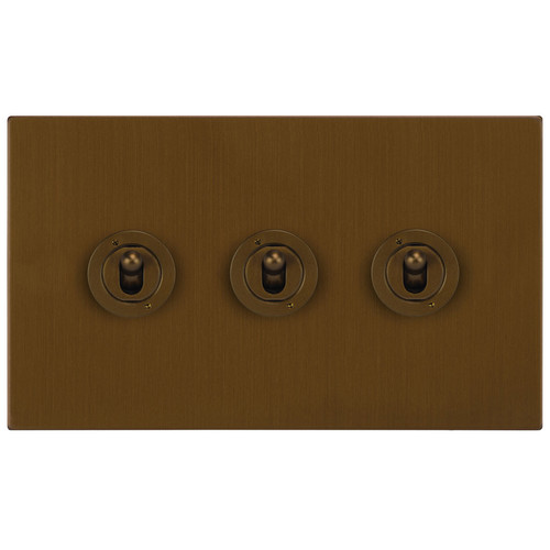 Horizon Square Dolly Switch 3 gang 20 amp 2 way Antique Bronze