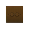 Horizon Square Dimmer Switch (on/off only) 2 gang intermediate Antique Bronze