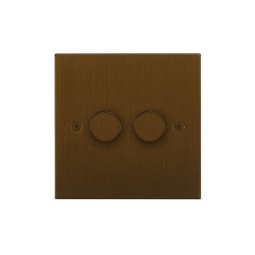 Horizon Square Dimmer Switch (on/off only) 2 gang intermediate Antique Bronze