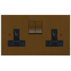 Horizon Square Switched Socket Outlet 2 gang 13 amp Antique Bronze