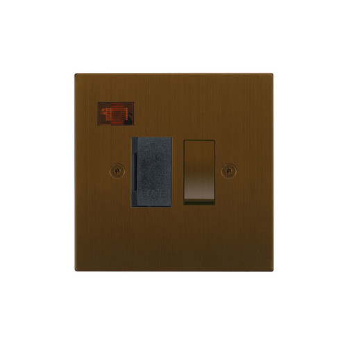 Horizon Square Fuse Spur 1 gang 13 amp switched neon Antique Bronze