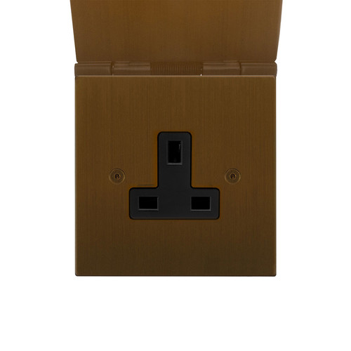 Horizon Square Floor Socket 1 gang 13 amp unswitched Antique Bronze