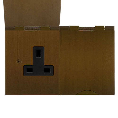 Horizon Square Floor Socket 2 gang 13 amp unswitched Antique Bronze