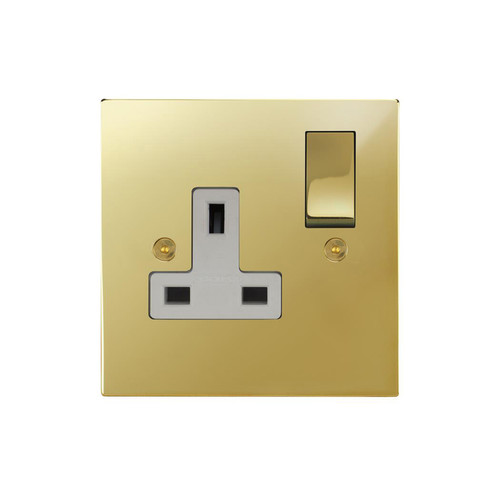 Horizon Square Wall Socket 1 gang 13 amp switch socket outlet Polished Brass