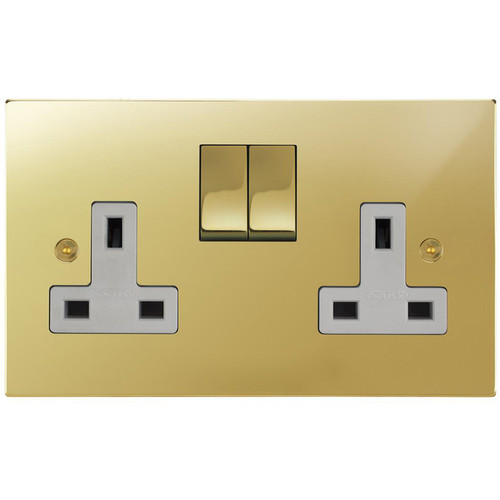 Horizon Square Wall Socket 2 gang 13 amp switch socket outlet Polished Brass