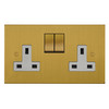 Horizon Square Switched Socket Outlet 2 gang 13 amp switch socket outlet Satin Brass