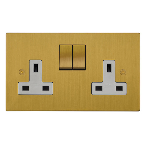 Horizon Square Switched Socket Outlet 2 gang 13 amp switch socket outlet Satin Brass