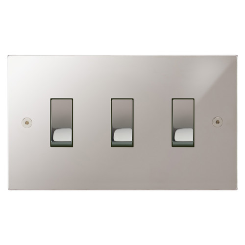 Horizon Square Rocker Switch 3 gang 20 amp 2 way Polished Chrome