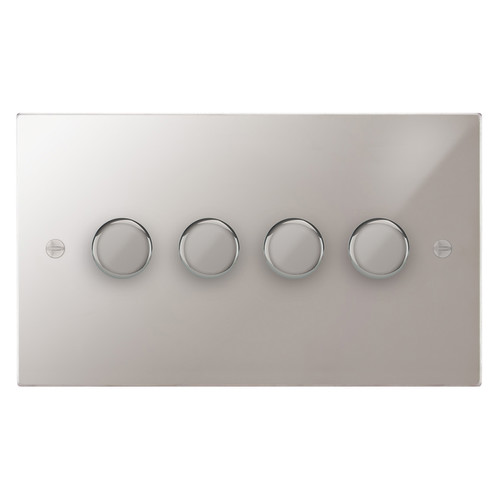 Horizon Square Dimmer Switch 4 gang 400 watt 2 way Polished Stainless Steel