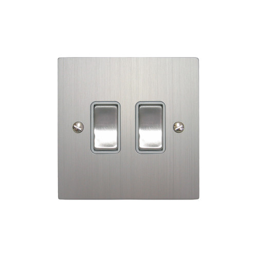 Rocker Switch 2 gang 10 amp 2 way Aluminium