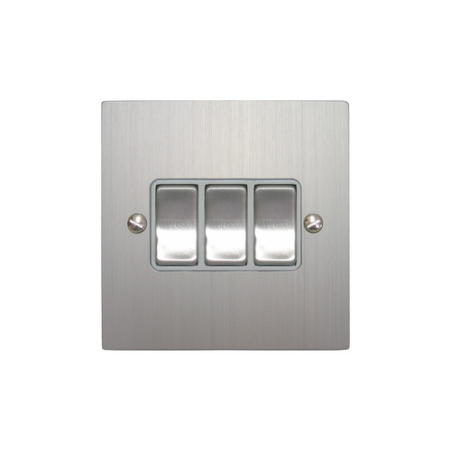 Rocker Switch 3 gang 10 amp 2 way Aluminium