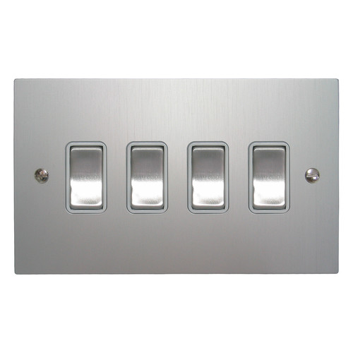 Rocker Switch 4 gang 10 amp 2 way Aluminium