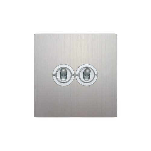 Dolly Switch 2 gang 2 way Aluminium