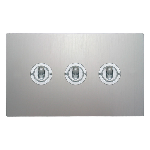 Dolly Switch 3 gang 2 way Aluminium