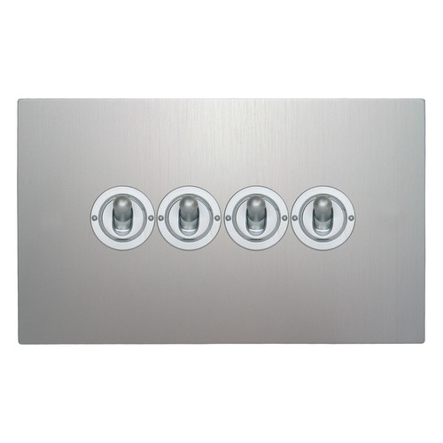 Dolly Switch 4 gang 2 way Aluminium