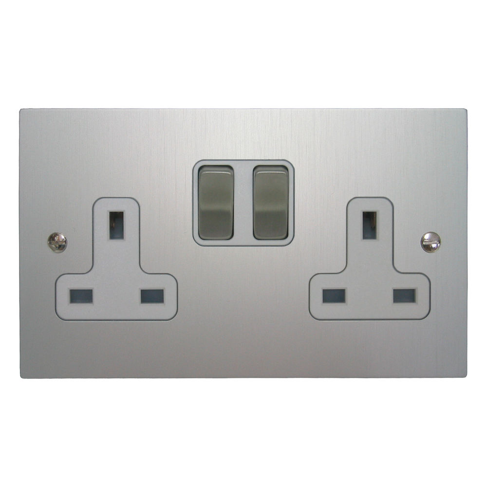 Wall Socket 2 gang 13 amp switch socket outlet Aluminium | Mr Resistor ...