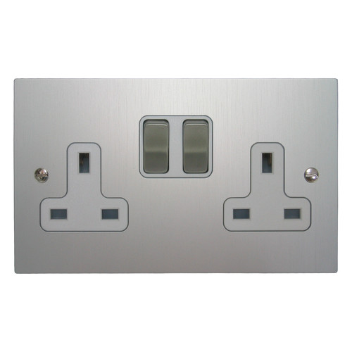 Wall Socket 2 gang 13 amp switch socket outlet Aluminium
