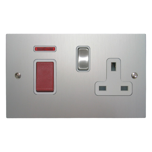 Cooker Switch 2 gang plate 45 amp cooker switch socket outlet Aluminium