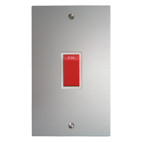Cooker Switch 2 gang plate 45 amp cooker neon Aluminium