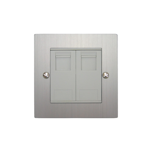 Communications Socket 2 gang RJ45 cat 6 socket Aluminium