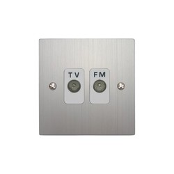 TV Socket 2 gang television and FM socket Aluminium