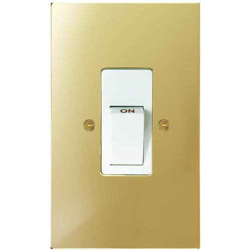 Horizon Square Cooker Switch 2 gang 45 amp Polished Brass