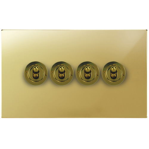 Horizon Square Dolly Switch 4 gang 20 amp 2 way Polished Brass