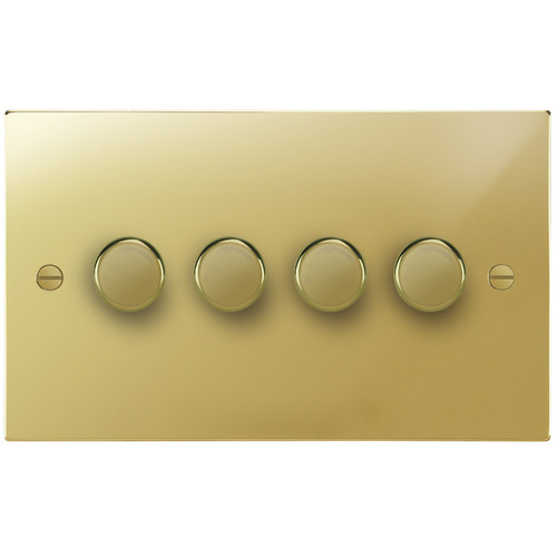 Horizon Square Dimmer Switch 4 gang 400 watt 2 way Polished Brass