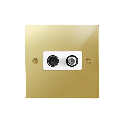 Horizon Square TV Socket 1 gang television and satellite socket Polished Brass