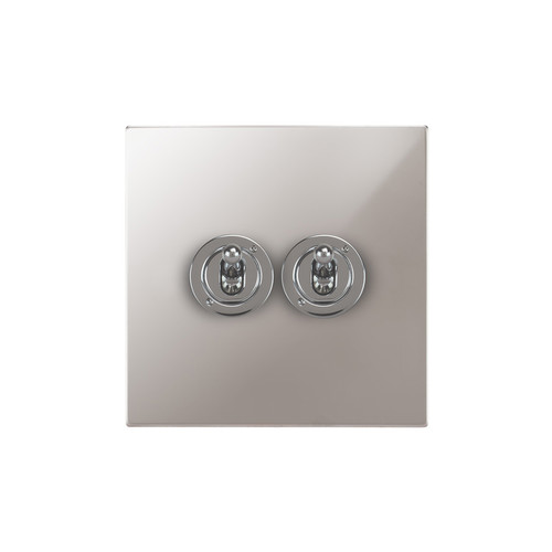 Horizon Square Dolly Switch 2 gang 20 amp 2 way Polished Stainless Steel