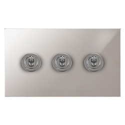 Horizon Square Dolly Switch 3 gang 20 amp 2 way Polished Chrome