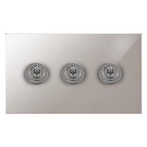 Horizon Square Dolly Switch 3 gang 20 amp 2 way Polished Stainless Steel