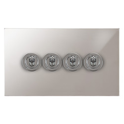 Horizon Square Dolly Switch 4 gang 20 amp 2 way Polished Chrome