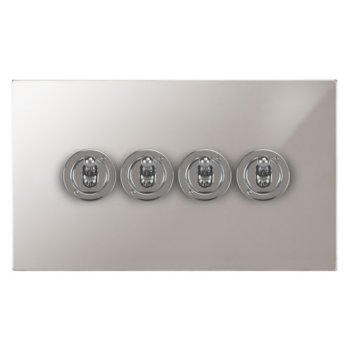 Horizon Square Dolly Switch 4 gang 20 amp 2 way Polished Chrome