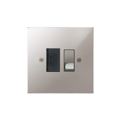 Horizon Square Fuse Spur 1 gang 13 amp switched Polished Stainless Steel