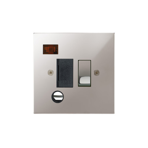 Horizon Square Fuse Spur 1 gang 13 amp switched flex outlet neon Polished Chrome