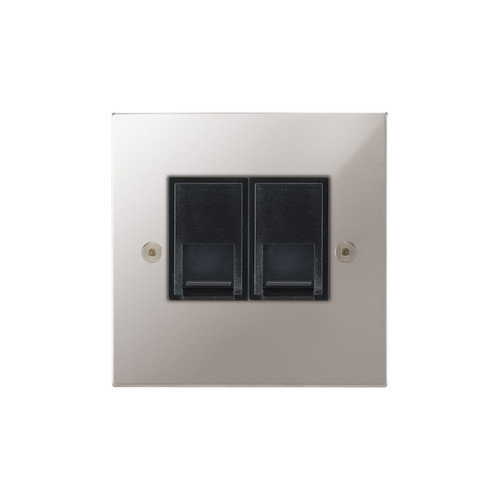 Horizon Square Communications Socket 2 gang telephone jackline master Polished Stainless Steel