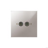 Horizon Square TV Socket 2 gang television co-axial Polished Stainless Steel