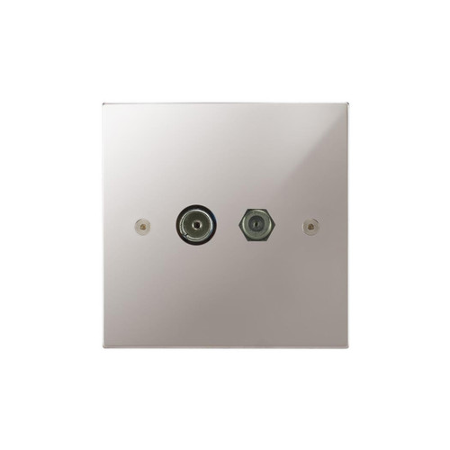 Horizon Square TV Socket 1 gang television and satellite Polished Stainless Steel