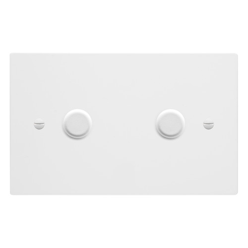 Horizon Square Dimmer Switch 2 gang 400 watt double plate Primed White