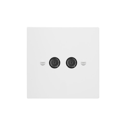 Horizon Square TV Socket 2 gang television co-axial and fm isolated Primed White