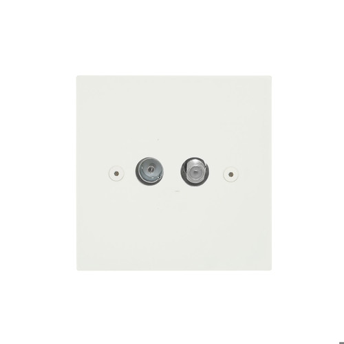 Horizon Square TV Socket 1 gang television and satellite Primed White